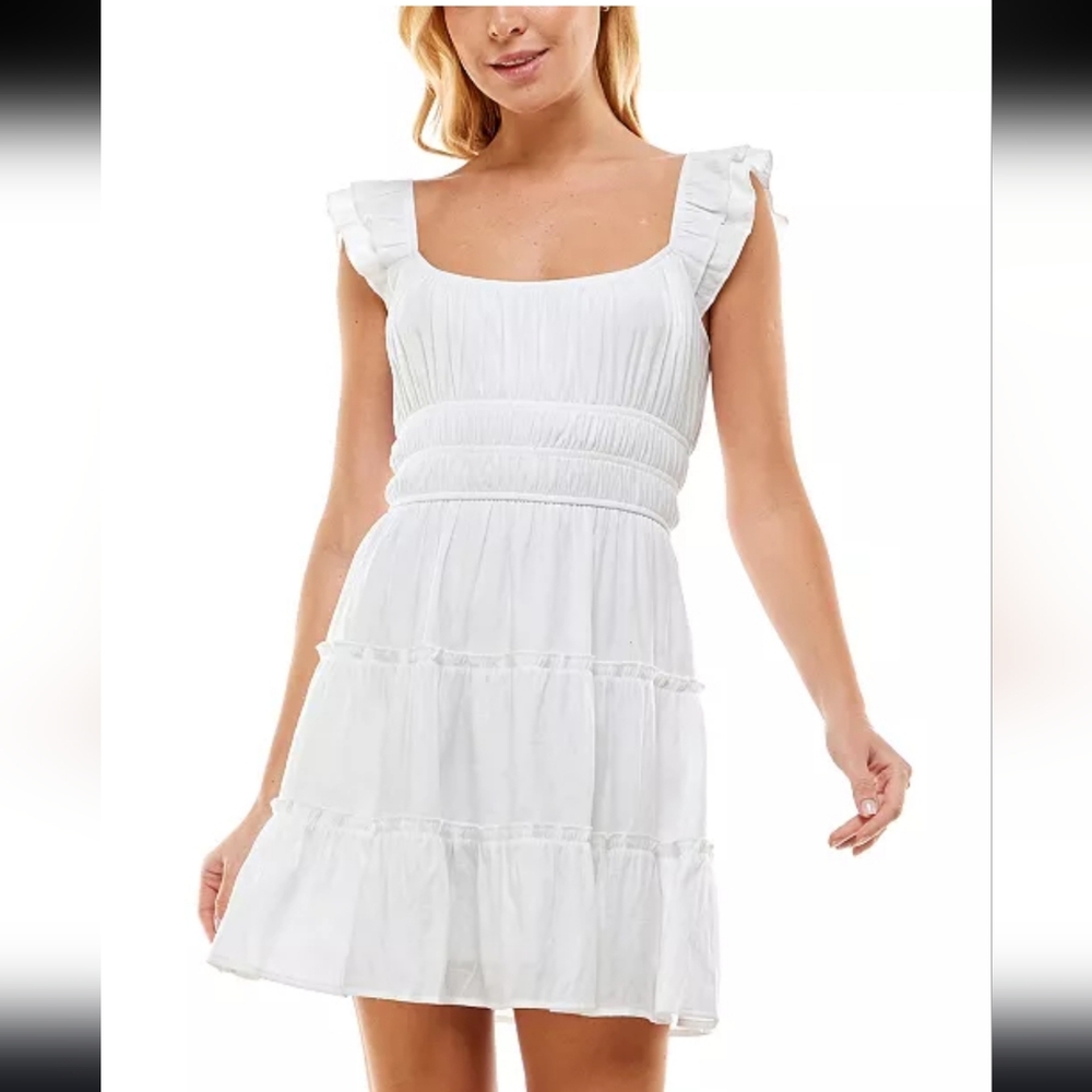 White Ruffled Sleeveless Dress